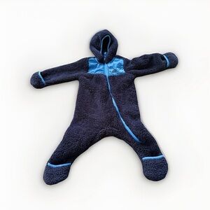 Snozu Infant Fleece Bunting Suit 18M Navy Blue Hooded Zip Up Winter One Piece